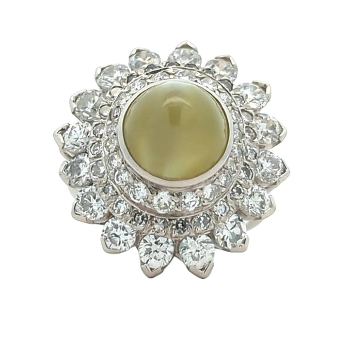 Platinum Natural Cat's Eye and 2.22ctw Diamond Estate Ring