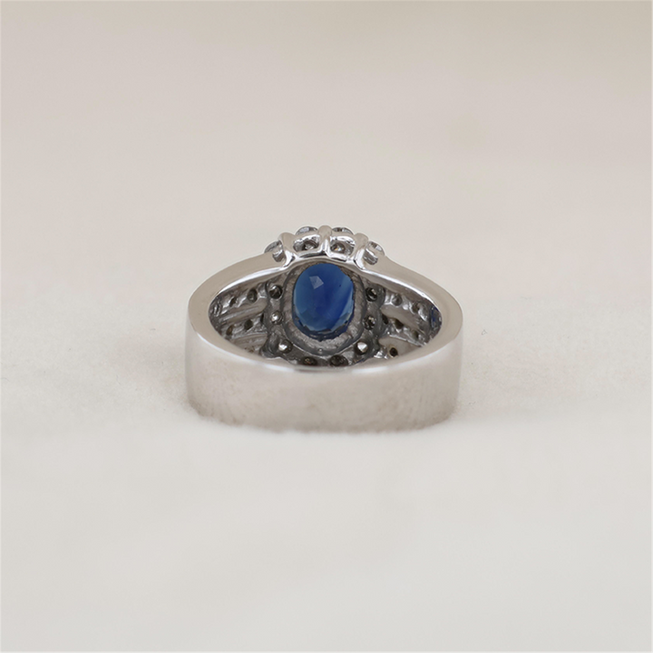 18K White Gold Sapphire 1.18ctw Diamond Estate Ring