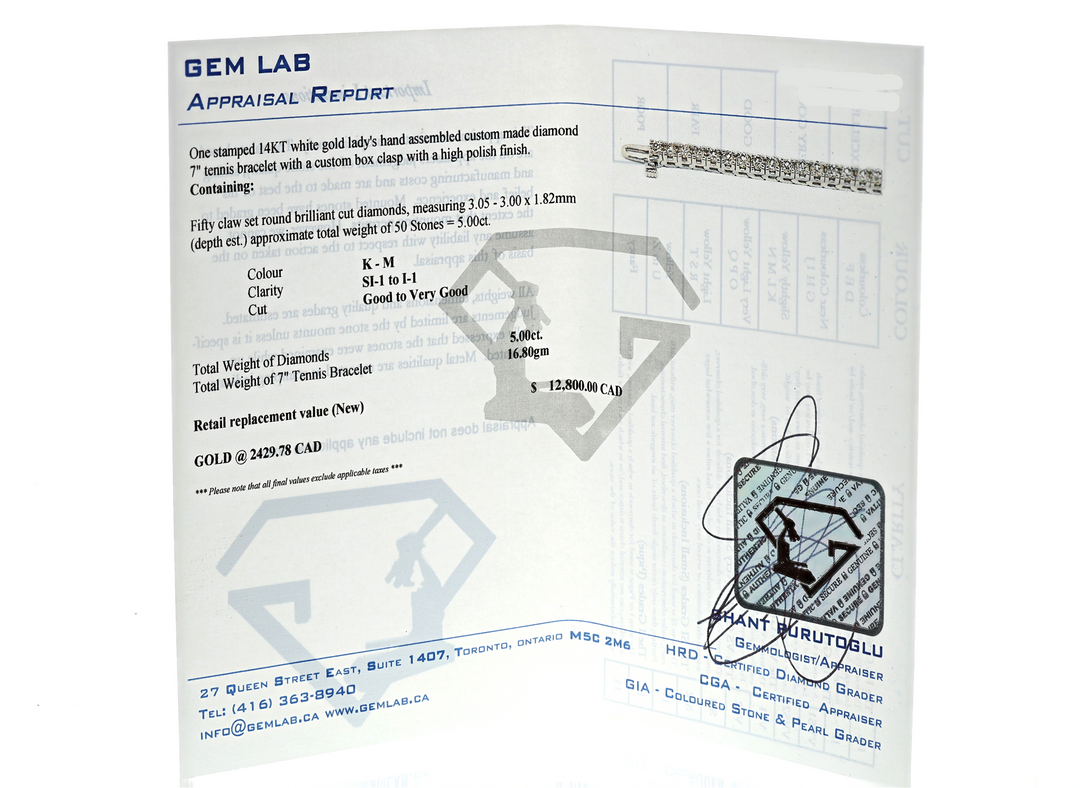 14KT White Gold 5.00ctw Diamond Estate 7" Tennis Bracelet