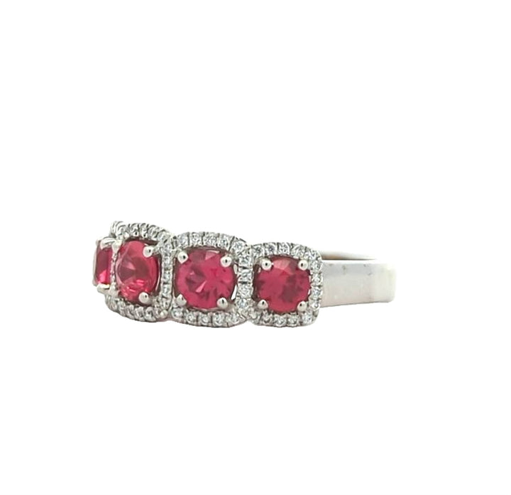 18KT White Gold Natural Ruby and 0.19ctw Diamond "Simon G" Estate Ring