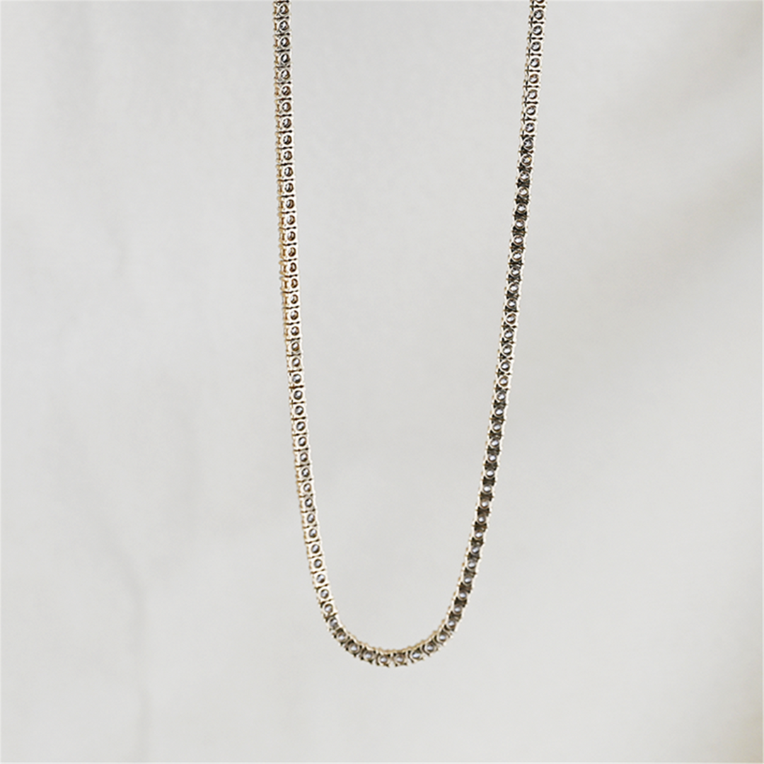 14K Yellow Gold Lab-Grown Tennis 18" Necklace