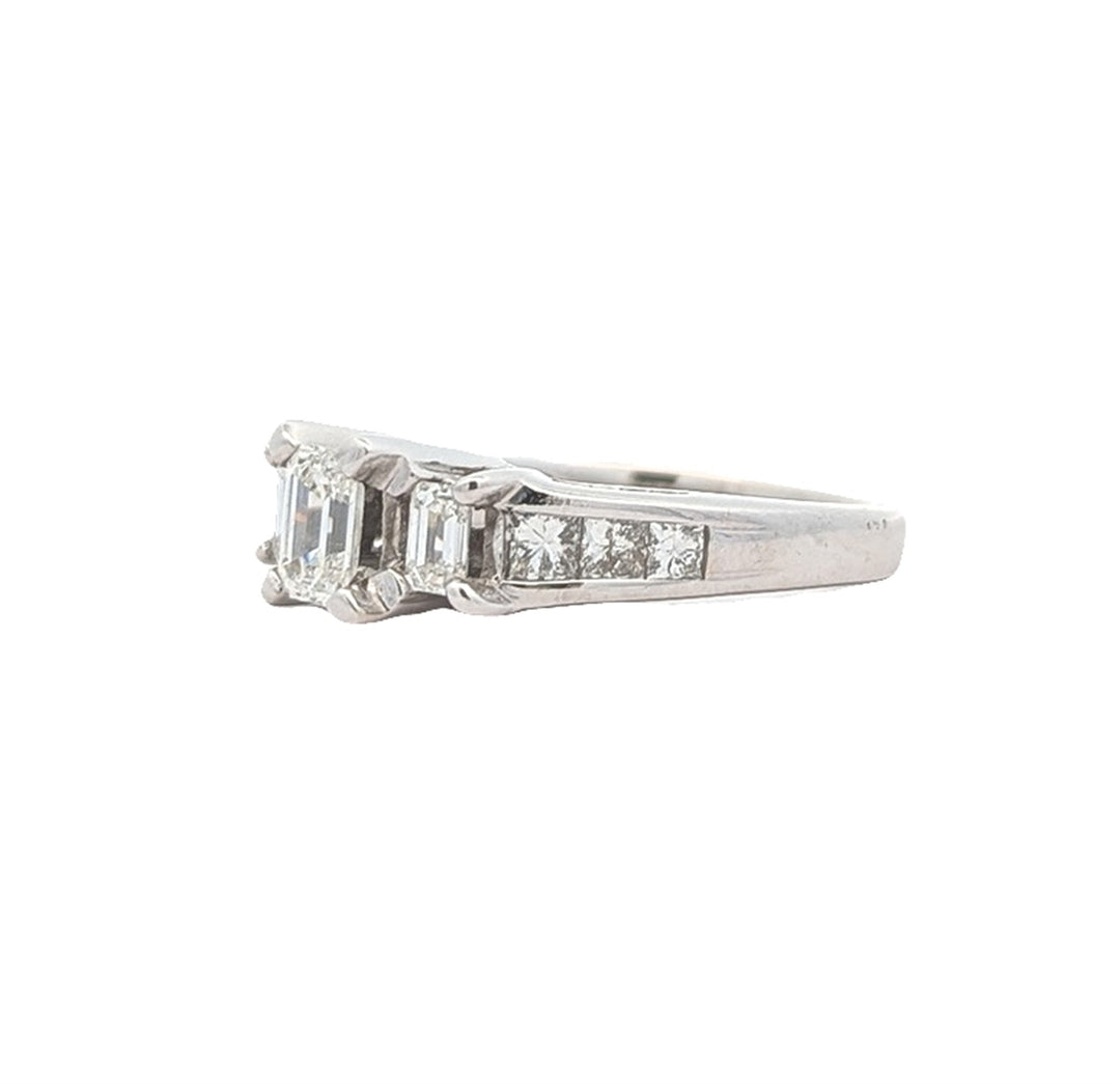 14KT White Gold 1.07ctw Diamond Estate Engagement Ring