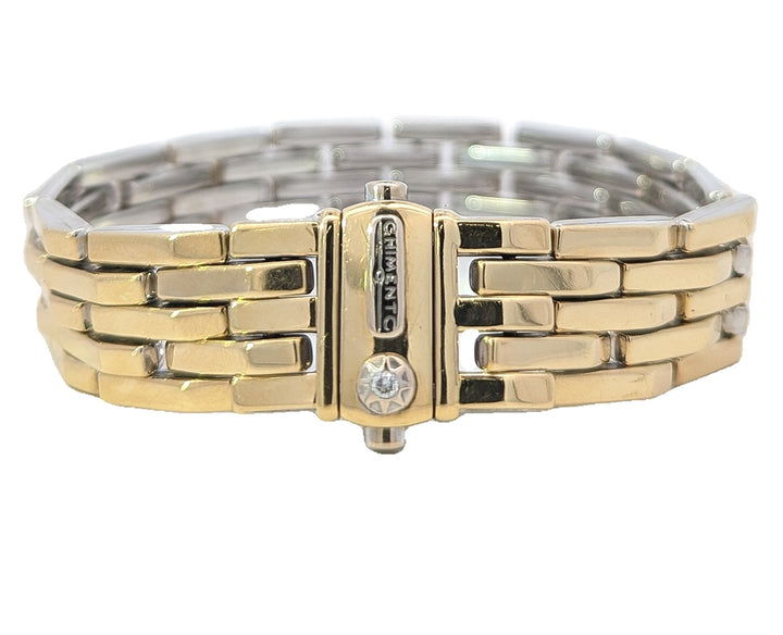18KT Yellow and White Gold Reversible 0.03ctw Diamond "Chimento" Estate Bracelet 7.5"