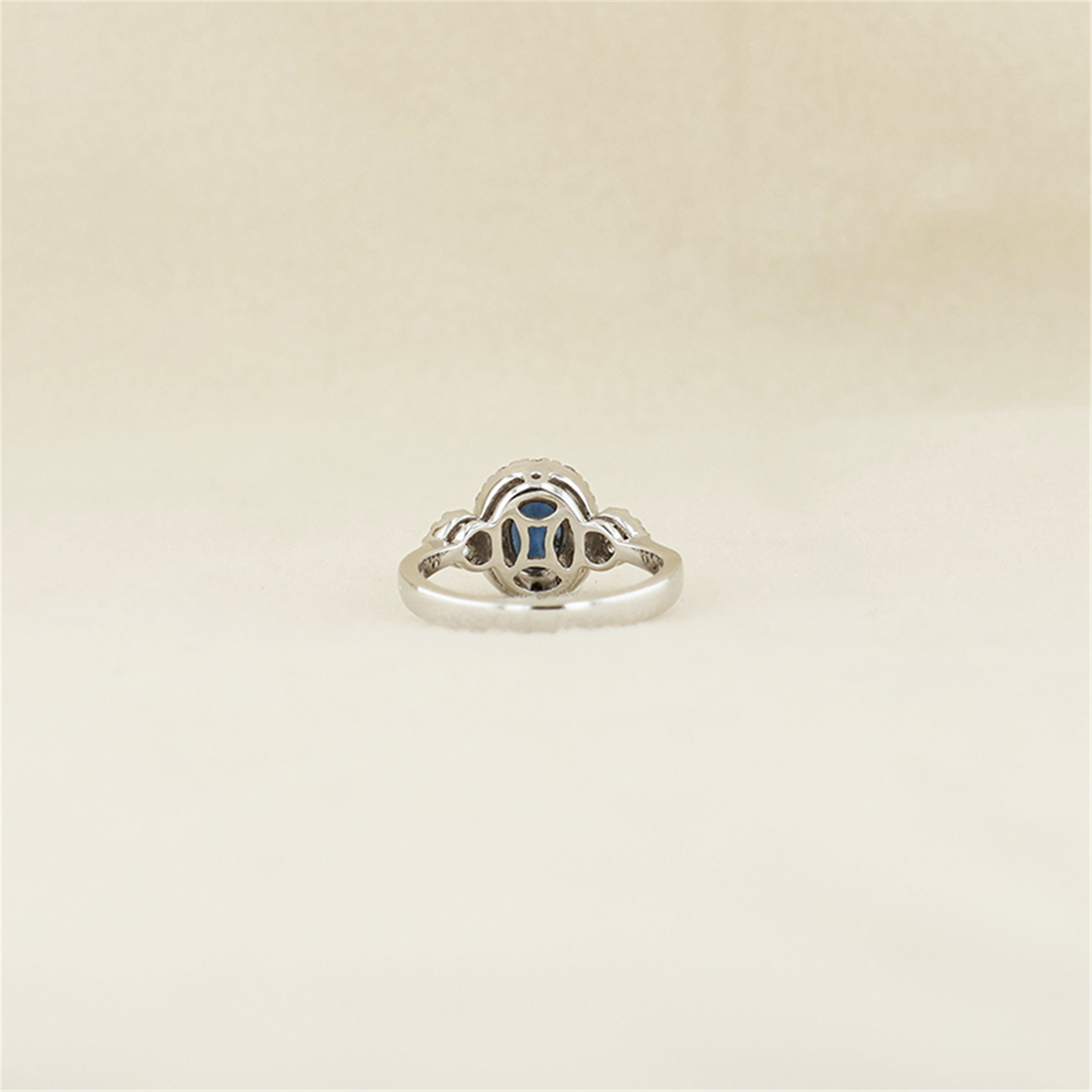 14K White Gold Sapphire 0.50ctw Diamond Ring