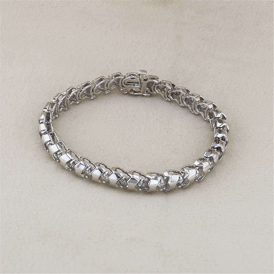 14K White Gold 3.20ctw Diamond 7" Estate Tennis Bracelet