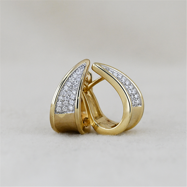 14K Two-Toned 0.20ctw Diamond Huggy Earrings