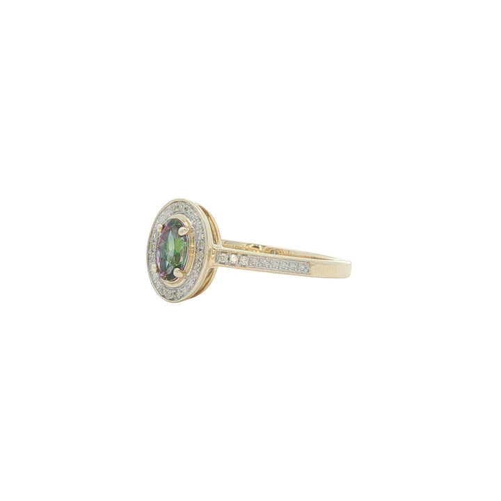 10K Yellow Gold Mystic Topaz Diamond Ring