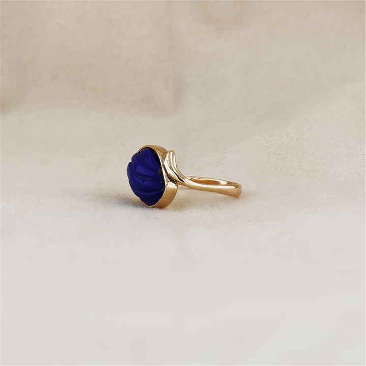 14K Yellow Gold Custom Made Lapis Lazuli Ring