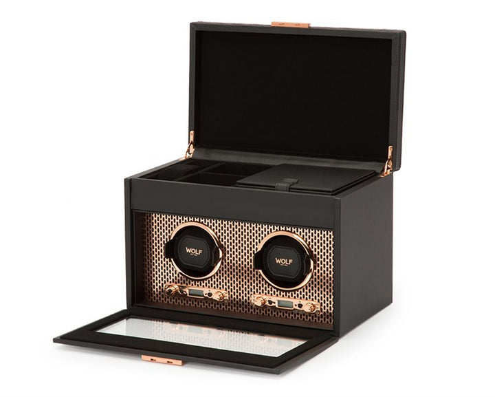 Axis Double Watch Winder with Storage - Copper
