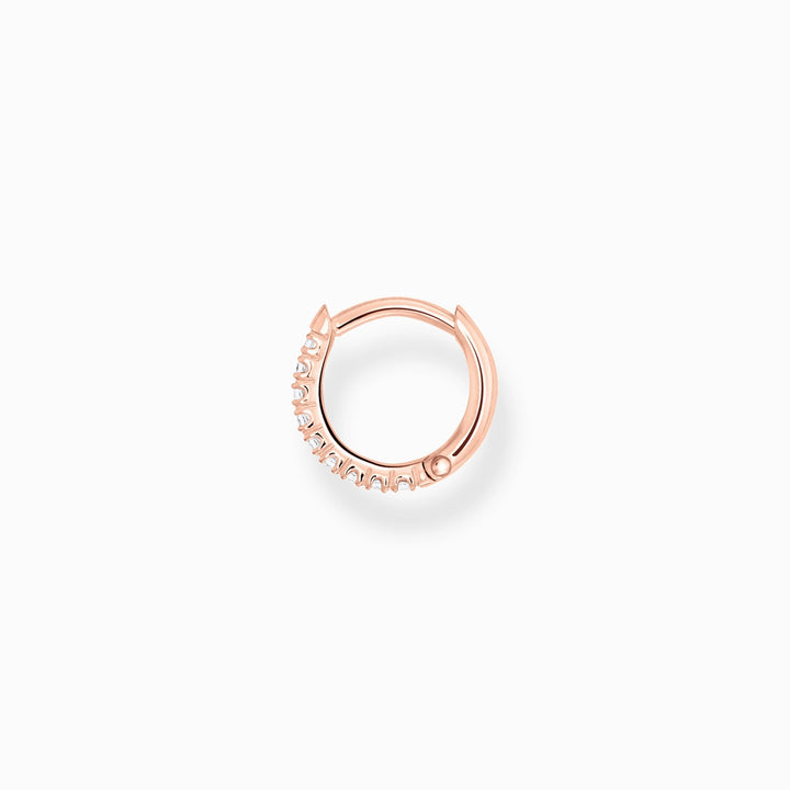 Single Hoop Earring White Stones -Rose Gold