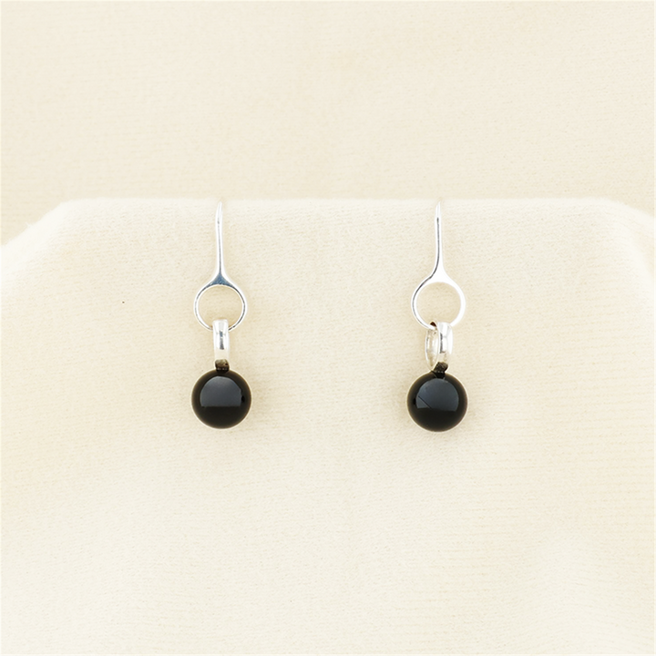 Georg Jensen Sterling Silver Black Onyx Earrings