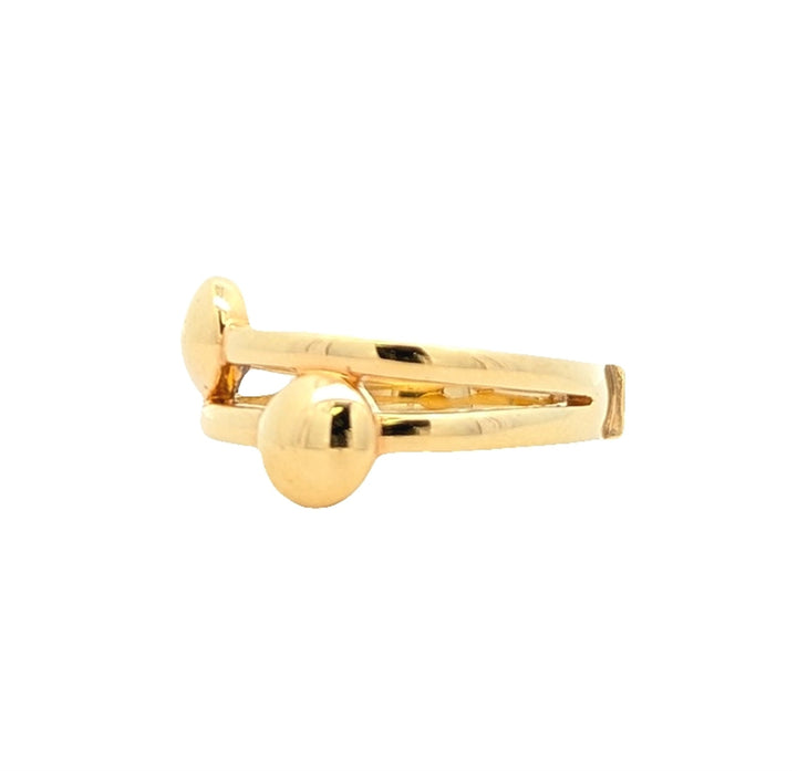 ELLE "Lock and Key" Sterling Silver Gold Plated Dot Bypass Ring