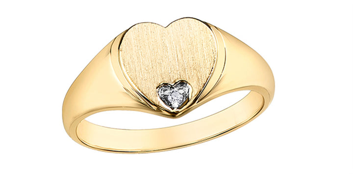 10K Yellow Gold 0.01ctw Diamond Heart Ring