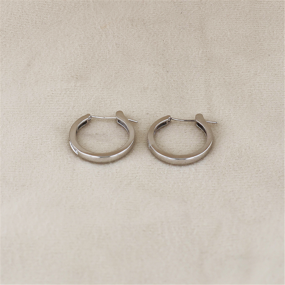 14K White Gold 0.50ctw Diamond Hoop Earrings