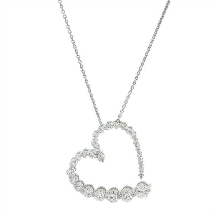 18KT White Gold 1.15ctw Diamond Heart Pendant and 18" Chain