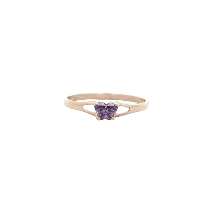 10KT Yellow Gold Butterfly February Birthstone Ring