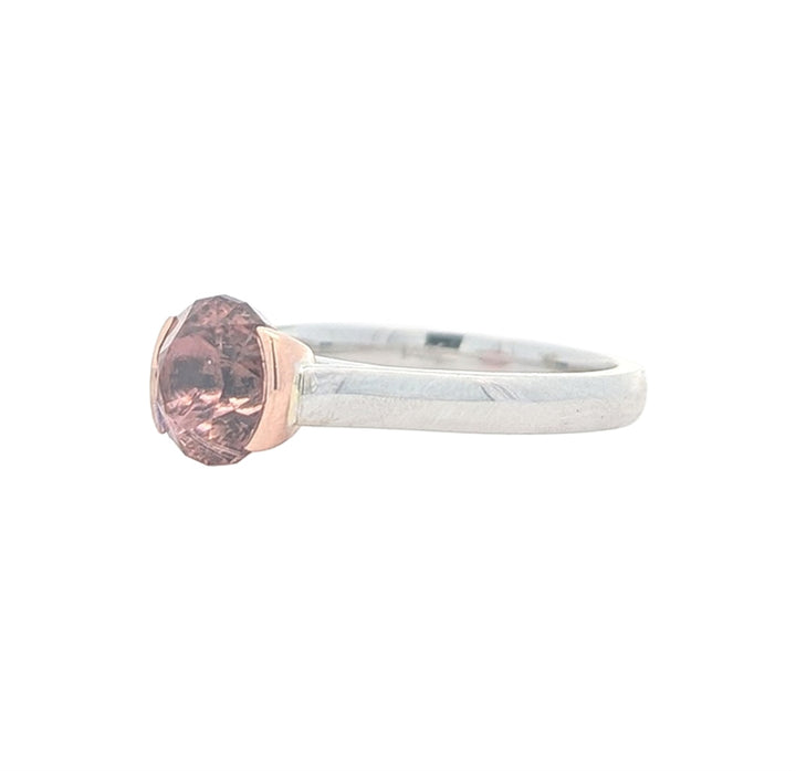 14KT Rose and White Gold Natural Pink Tourmaline Ring