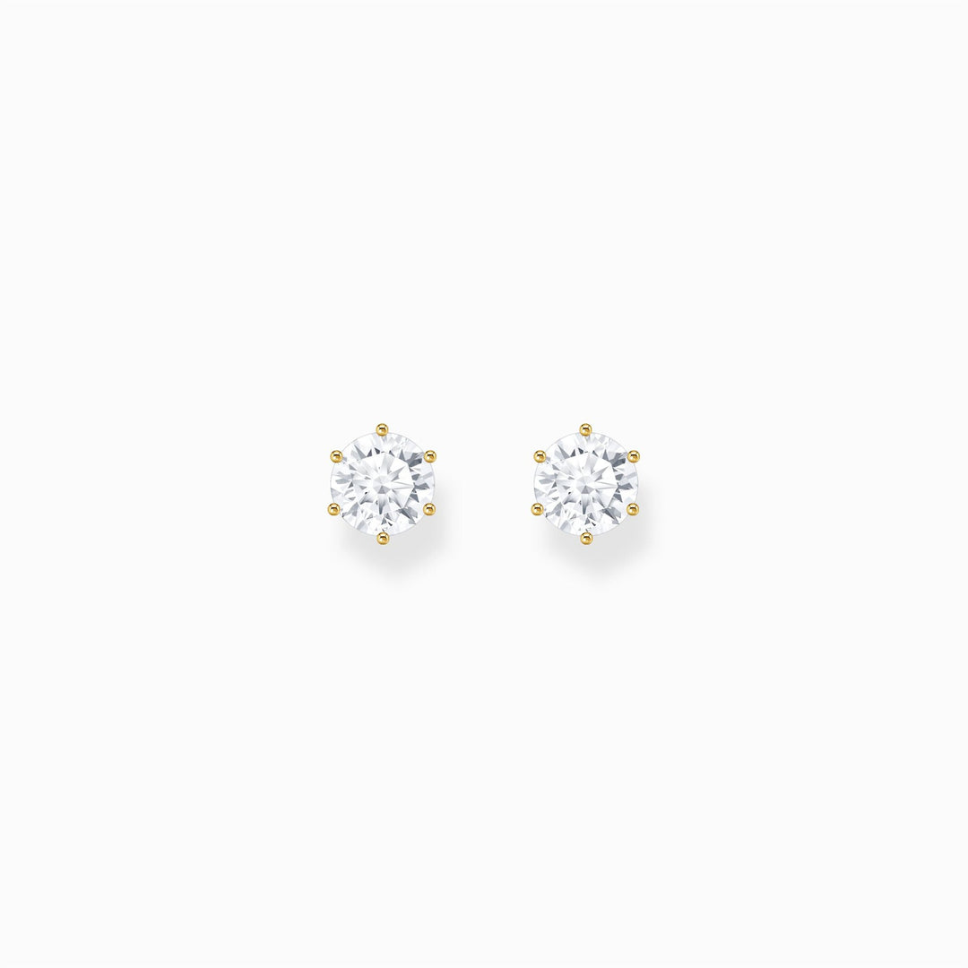 Thomas Sabo Gold-Plated Ear Studs With Big, White Zirconia