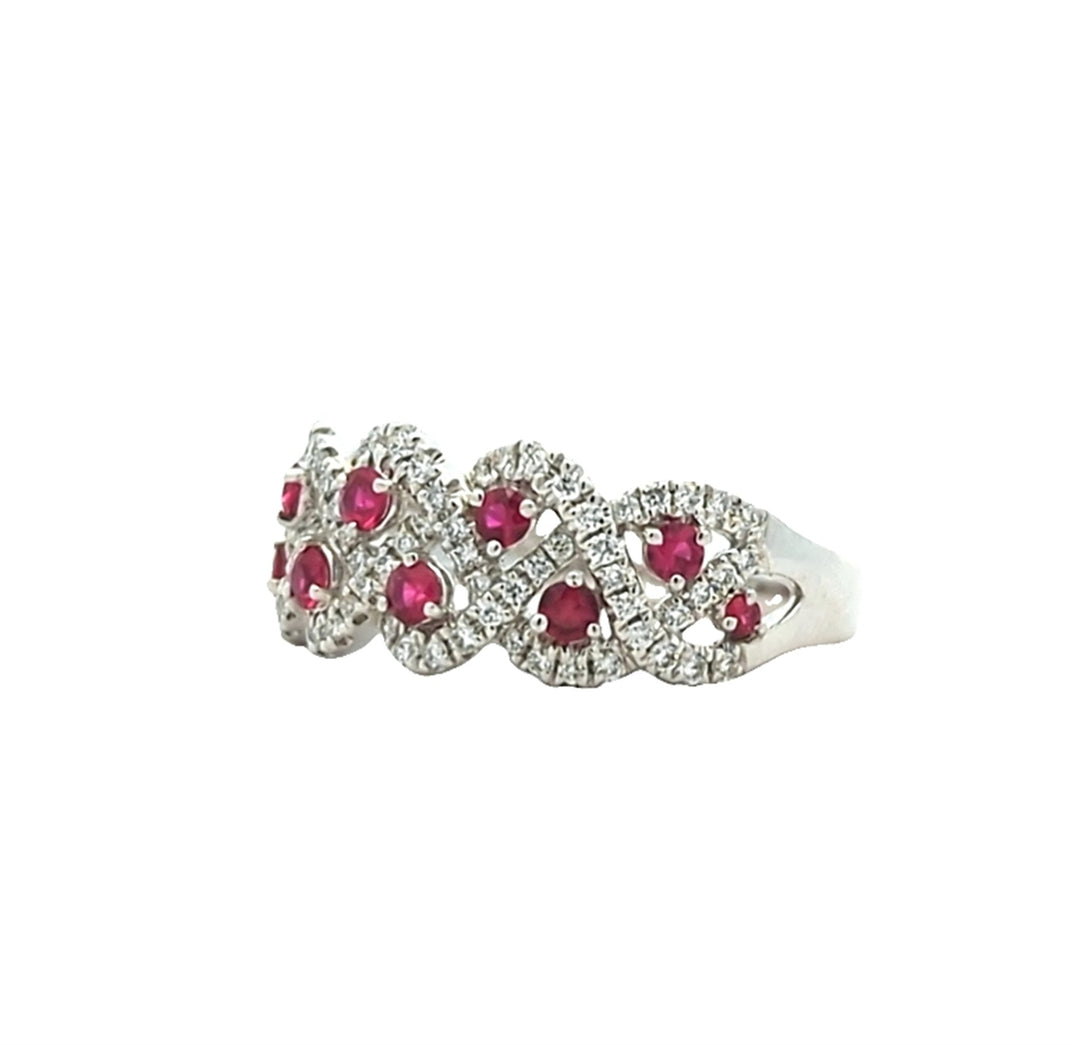 18K White Gold Diamond And Ruby Ring