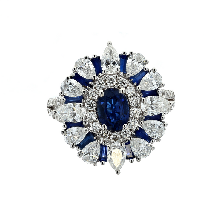 14KT White Gold Blue Sapphire and 2.34ctw Diamond Ring