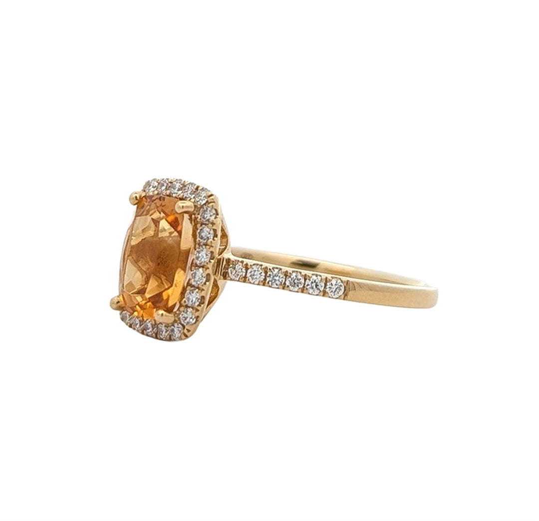 18K Yellow Gold 0.27ctw Diamond Citrine Ring