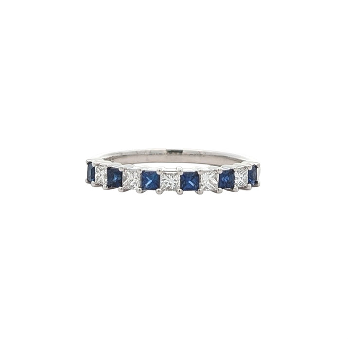 14K White Gold Sapphire 0.26ctw Diamond Ring