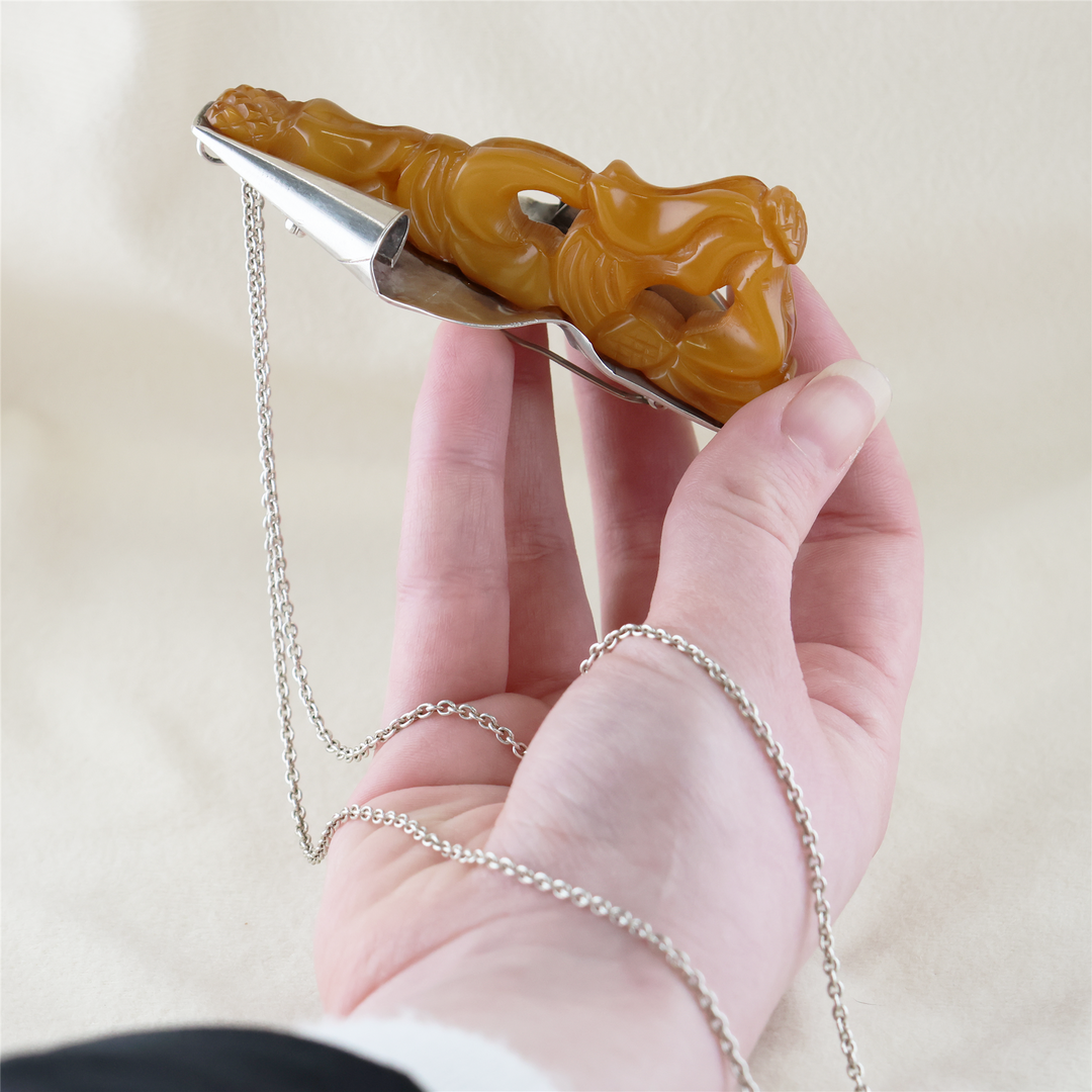 Sterling Silver Handmade Amber Sculpture