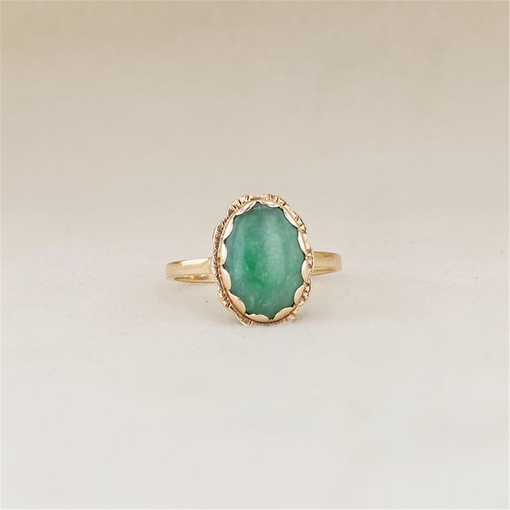 14K Yellow Gold Jade Estate Ring