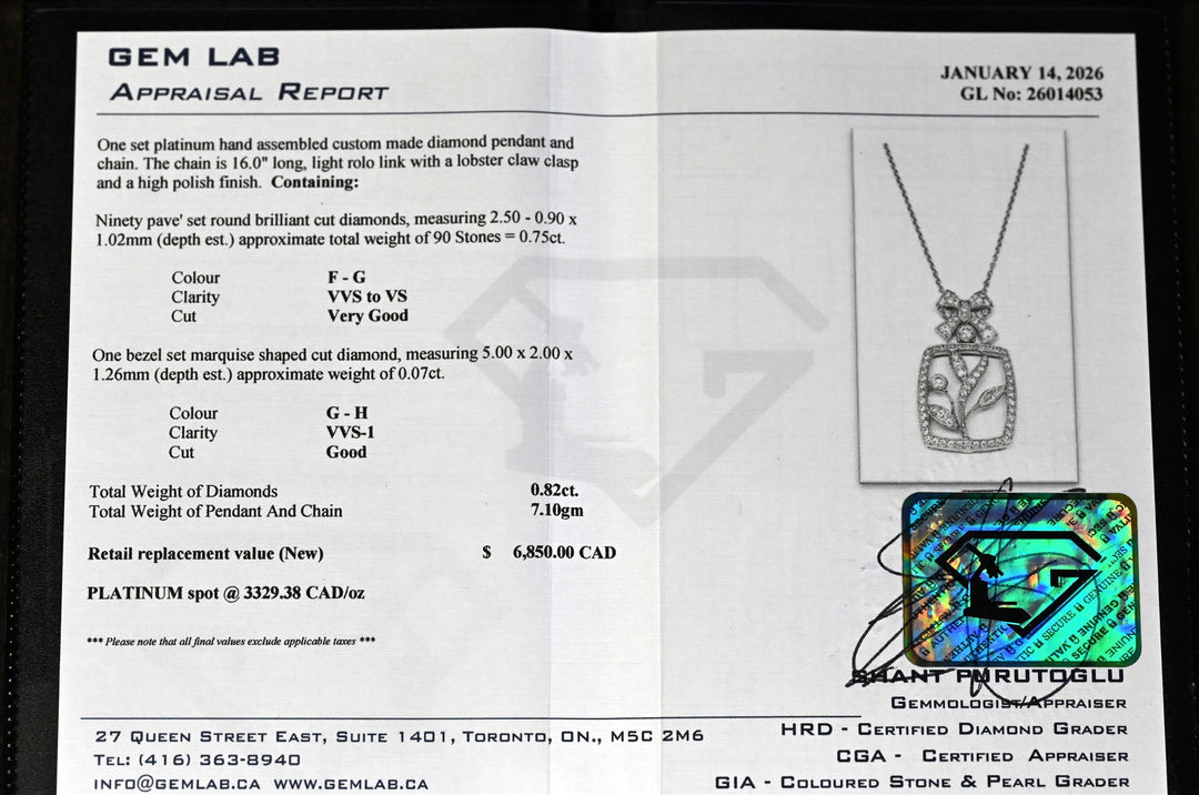 Platinum Floral 0.82ctw Diamond 16" Necklace