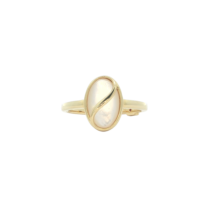 ELLE Sterling Silver Gold Plated "Twist" Mother of Pearl Ring