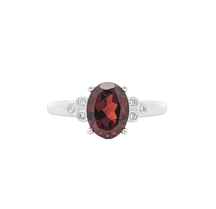 10K White Gold Garnet Diamond Ring