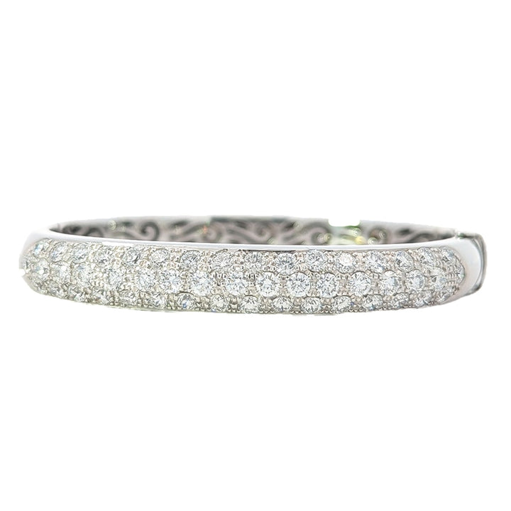 14KT White Gold 2.90ctw Diamond Estate Cluster Bangle