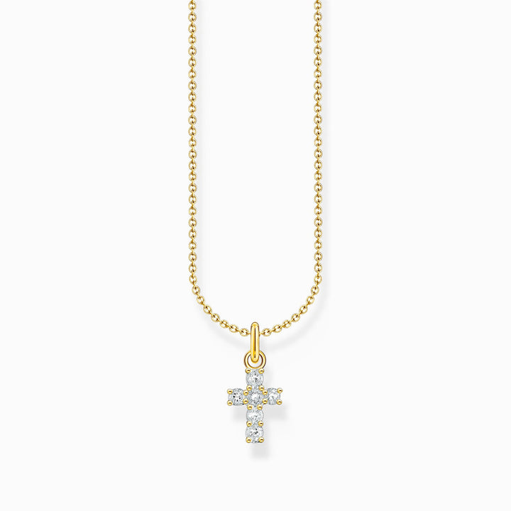 Thomas Sabo Sterling Silver Gold Plated CZ Cross Necklace