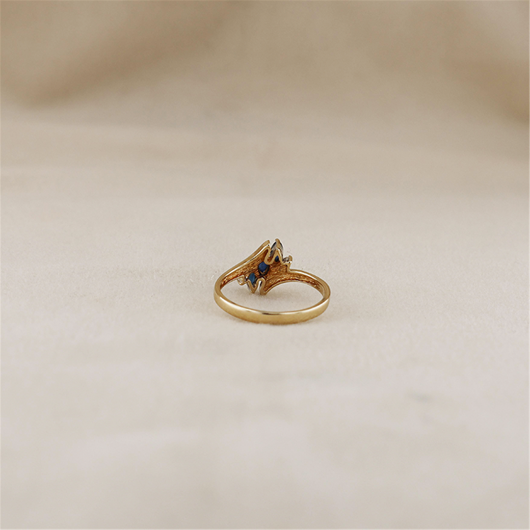 10K Yellow Gold Sapphire Diamond Estate Ring