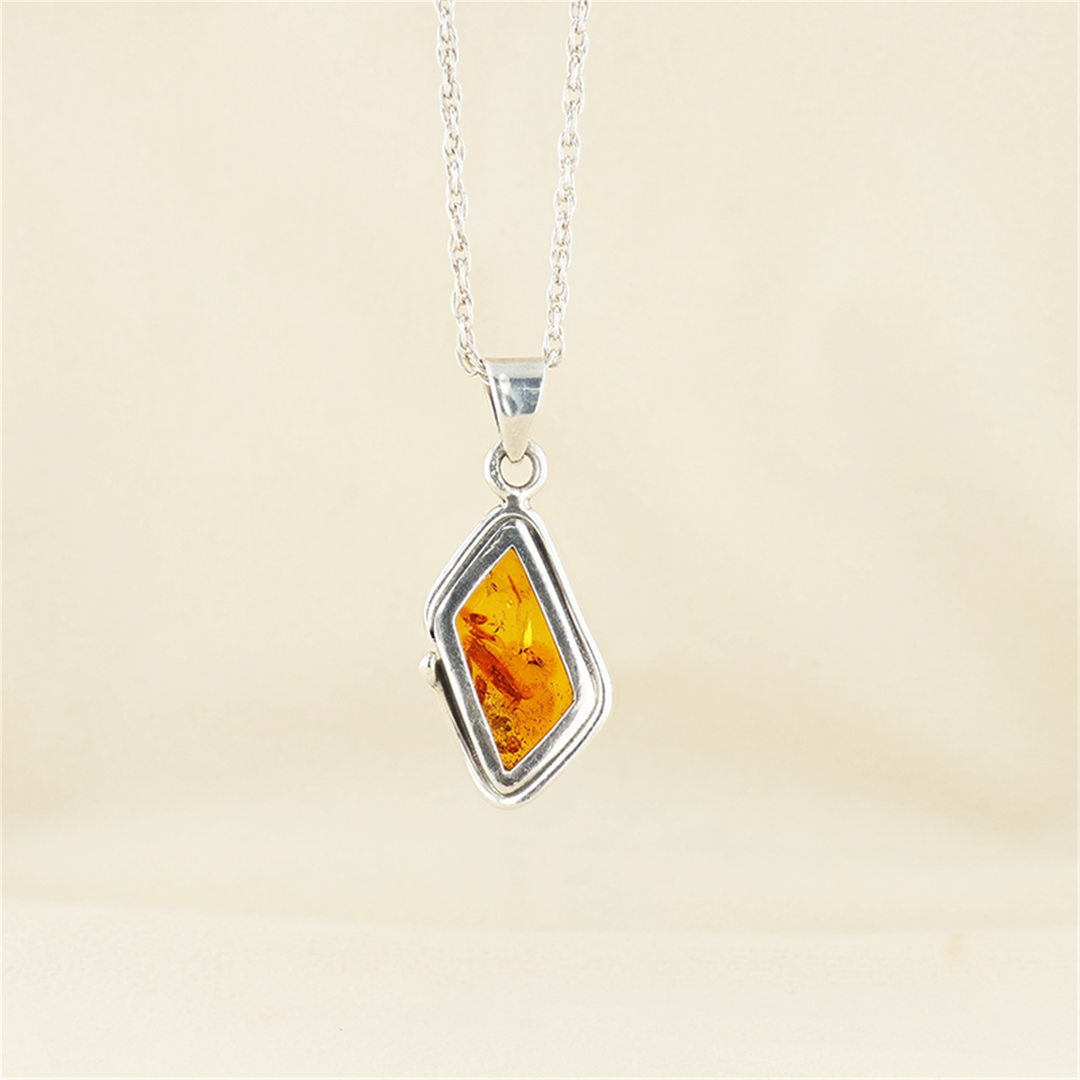 Sterling Silver Amber 24" Necklace