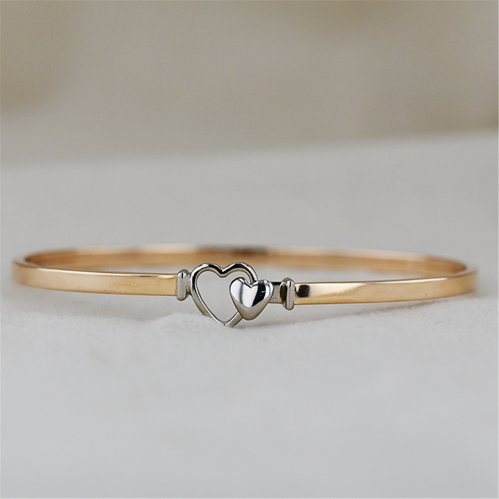 10K Two-Toned Estate Heart Bangle