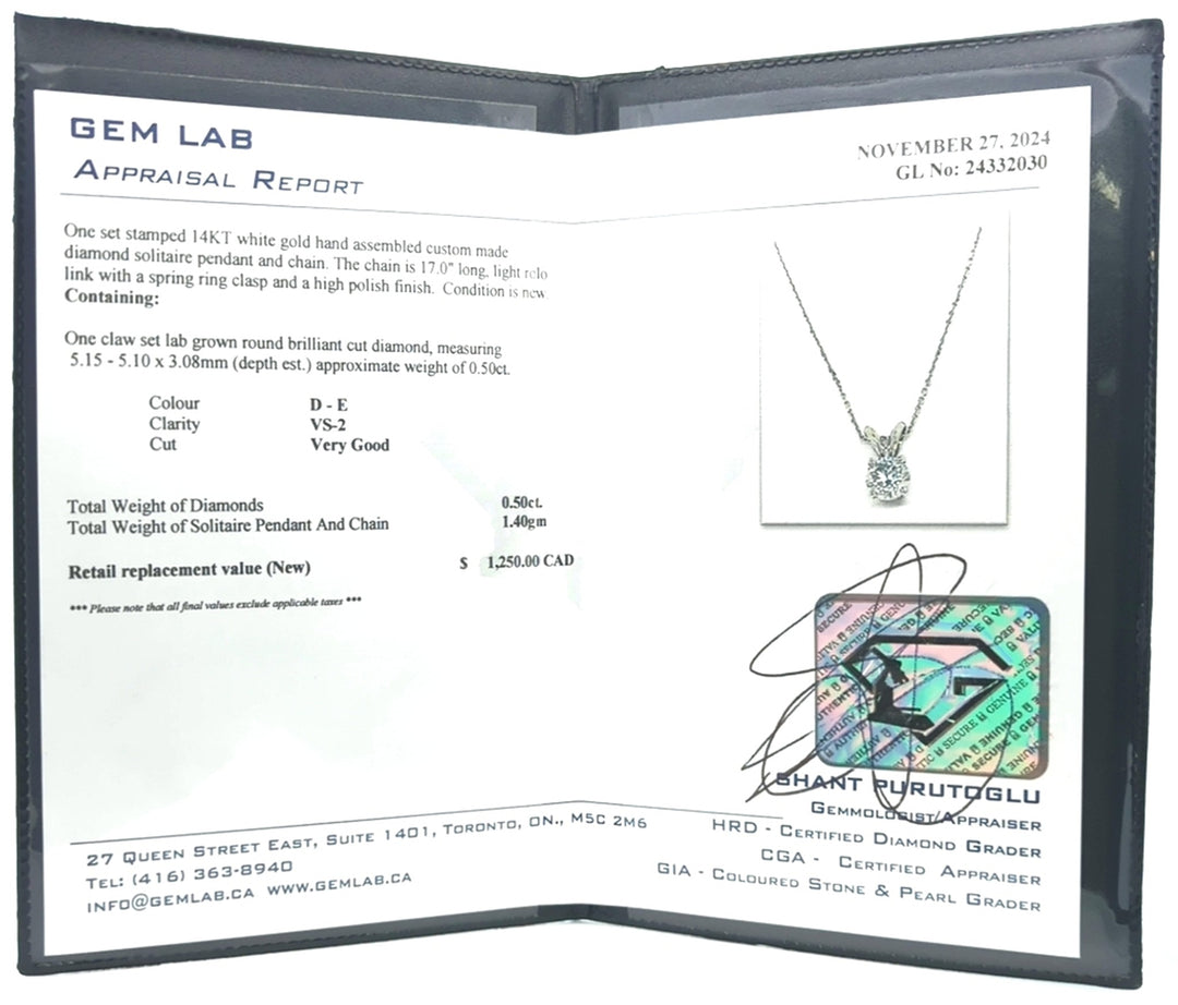 14KT White Gold 0.50ctw Lab Grown Diamond 17" Necklace