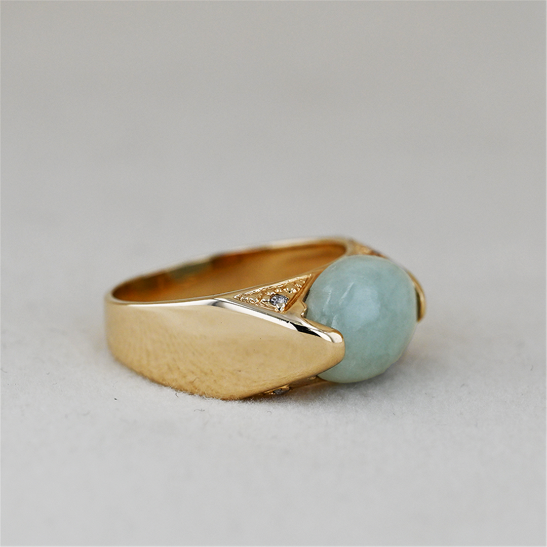 14K Yellow Gold Jade Estate Ring