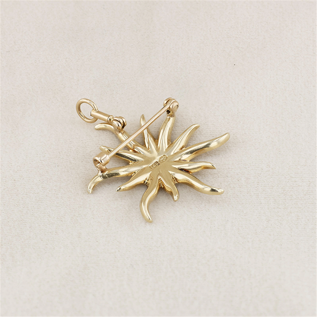 14K Yellow Gold Starfish Pearl Brooch/Pendant