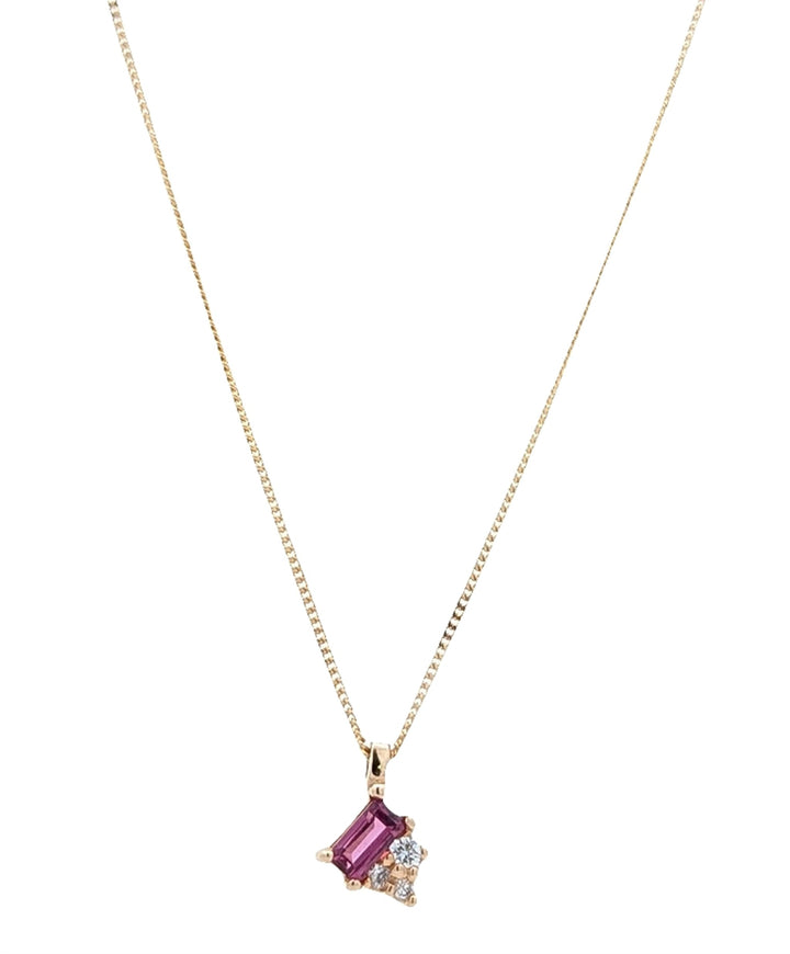 10KT Yellow Gold Genuine Rhodolite Garnet and 0.021ctw Canadian Diamond Necklace