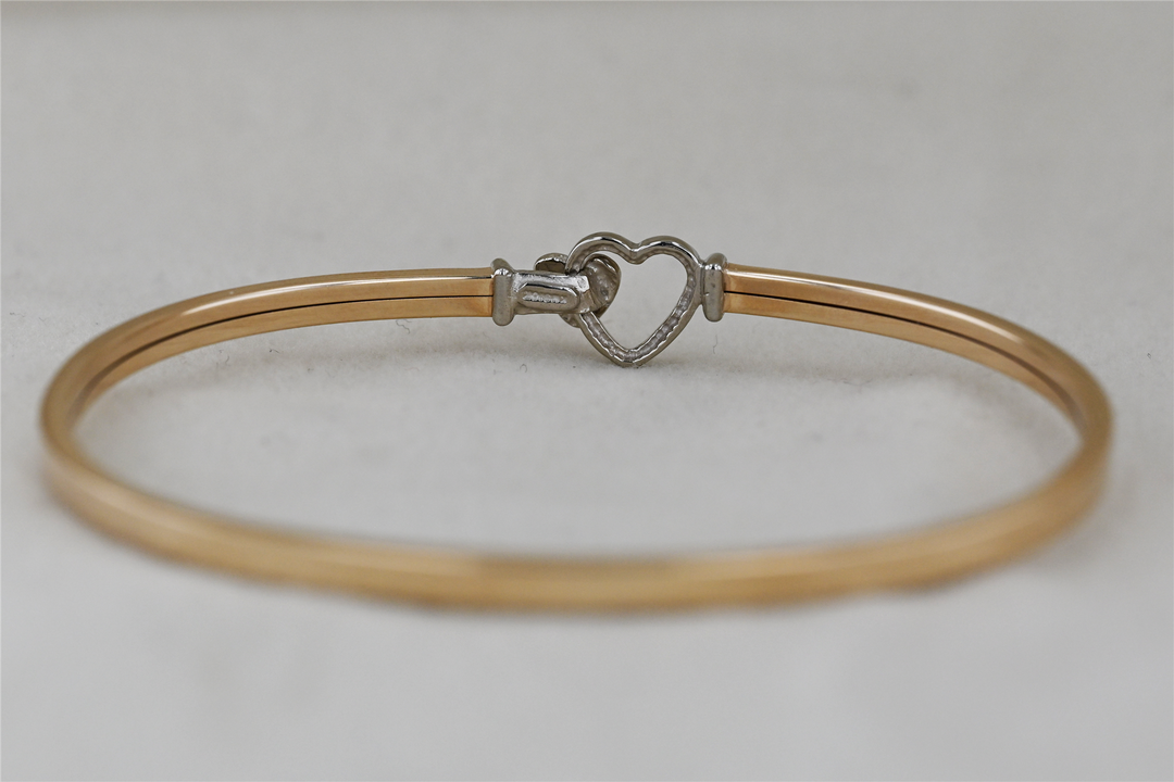 10K Two-Toned Estate Heart Bangle