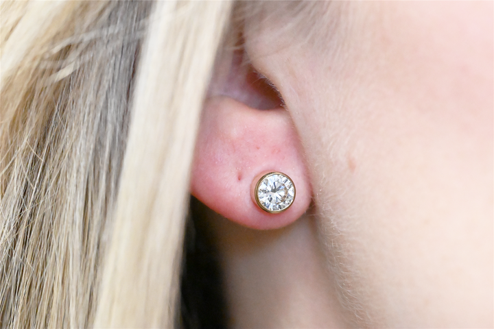 14KT Yellow Gold Moissanite Stud Earrings