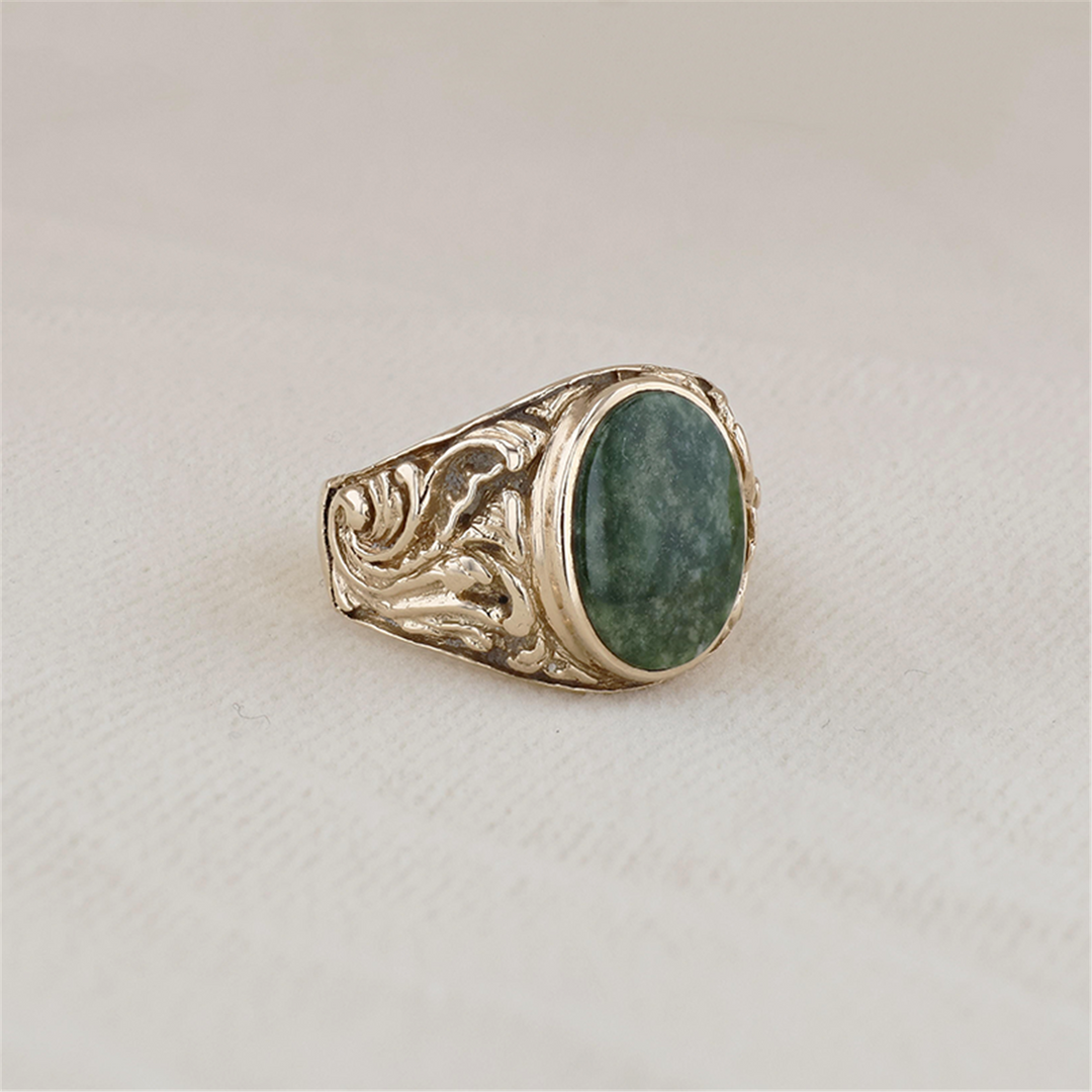 10K Yellow Gold Natural Jade Estate Ring