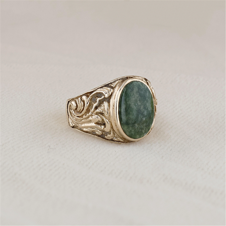 10K Yellow Gold Natural Jade Estate Ring