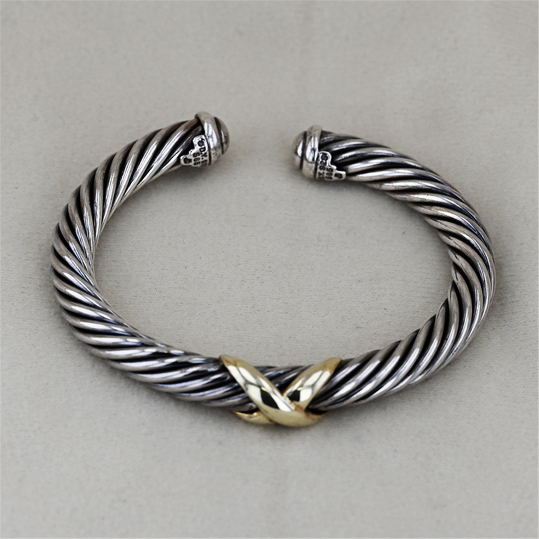 Sterling Silver Two Toned David Yurman Twisted Bangle