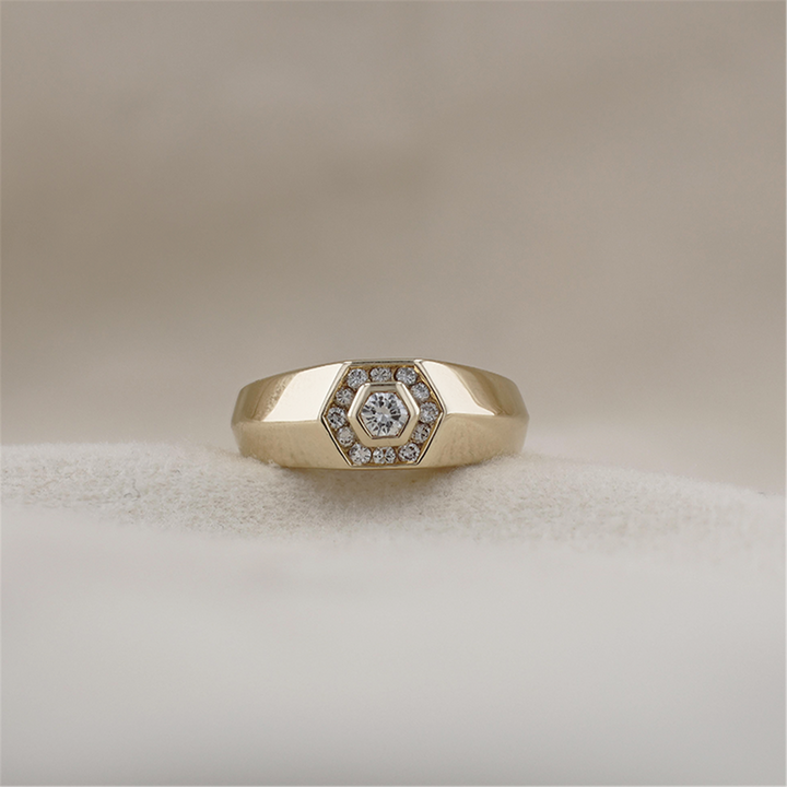 10K Yellow Gold 0.20ctw Diamond Estate Men's Ring
