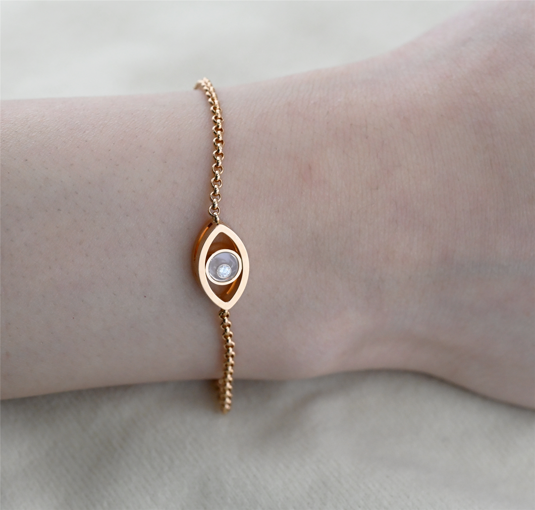 18K Rose Gold 0.05ctw Diamond "Chopard" Happy Diamond Eye Bracelet
