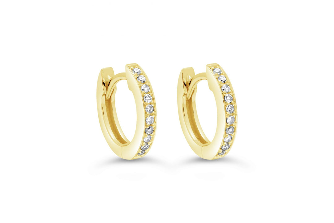 10KT Yellow Gold 0.10ctw Diamond Oval Huggie Earrings
