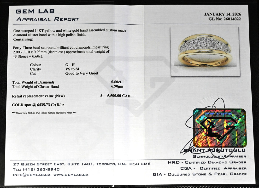 14K Two-Toned 0.60ctw Diamond Estate Cluster Ring