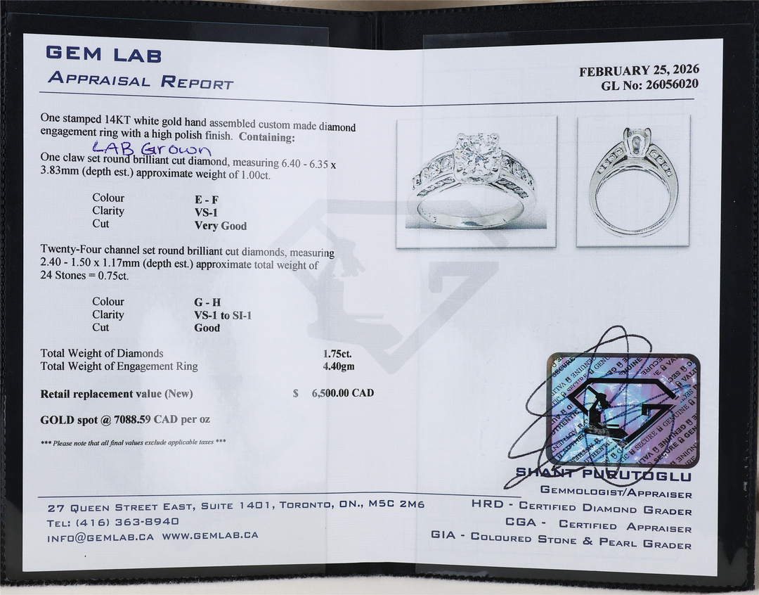 14K White Gold 1.75ctw Lab-Grown Diamond Engagement Ring